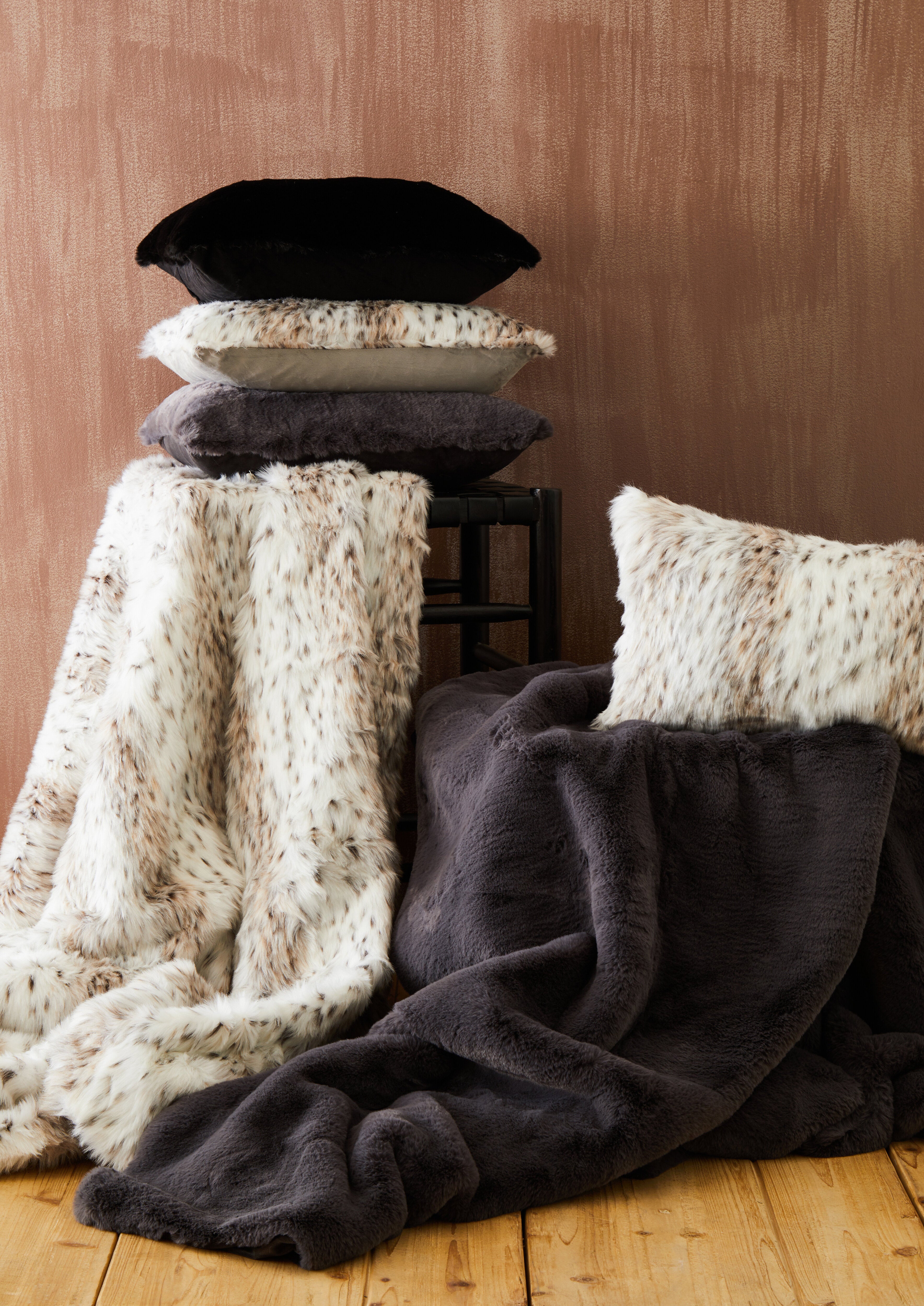 Mindy Lamina Animal Print Square Fur Cushion
